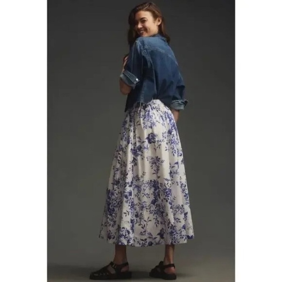 Anthropologie jacie Floral Blue and White Women's Skirt sz XL - Picture 8 of 8